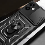 Galaxy A06 Kılıf Magnetik Standlı Kamera Korumalı Zore Sürgülü Vega Kapak Mavi