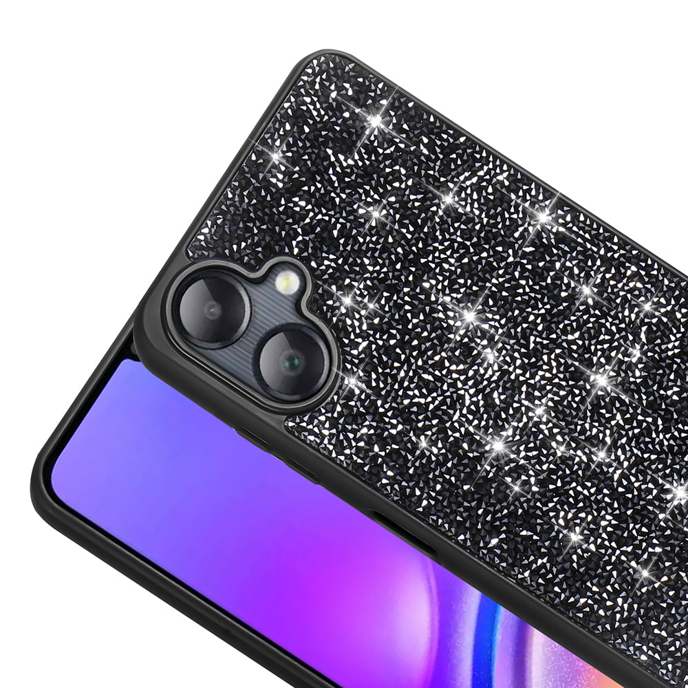 Galaxy A06 Kılıf Parlak Taşlı Tasarım Zore Pırlanta Kapak Siyah