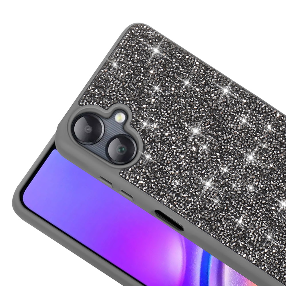 Galaxy A06 Kılıf Parlak Taşlı Tasarım Zore Pırlanta Kapak Siyah