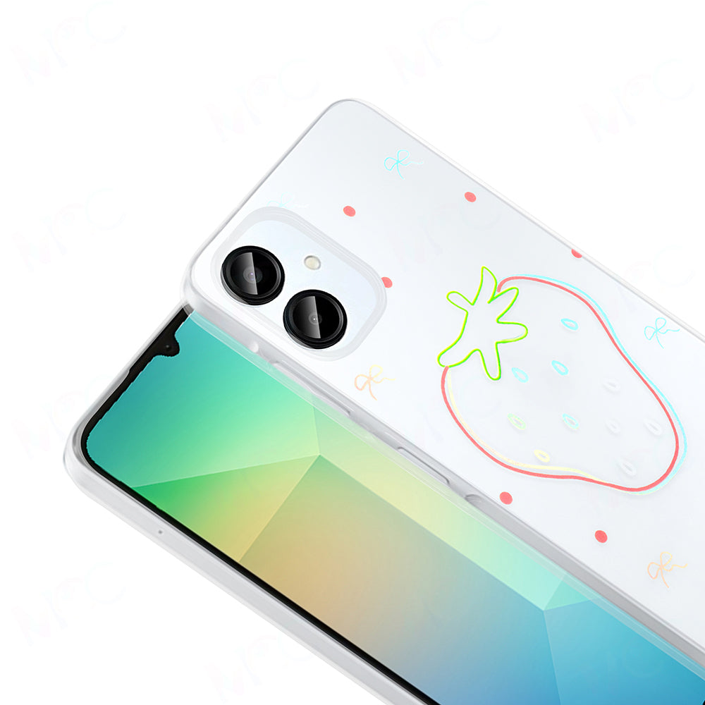 Galaxy A06 Kılıf Şeffaf Figürlü Zore Folk Sert Kapak Çilek