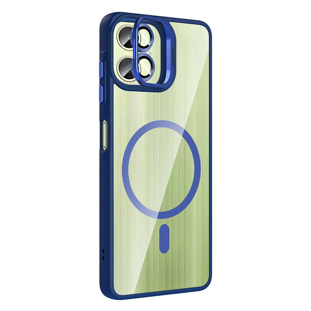 Galaxy A06 Kılıf Standlı ve Kamera Lens Hediyeli M-Safe Şarj Özellikli Zore Etro Kapak Desert Titanyum