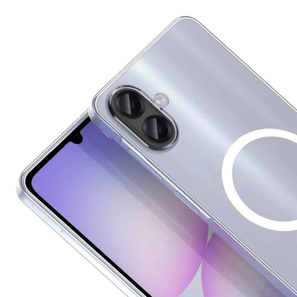 Galaxy A07 Kamera Korumalı M-Safe Şarj Özellikli Şeffaf Zore London Sert PC Kapak Şeffaf