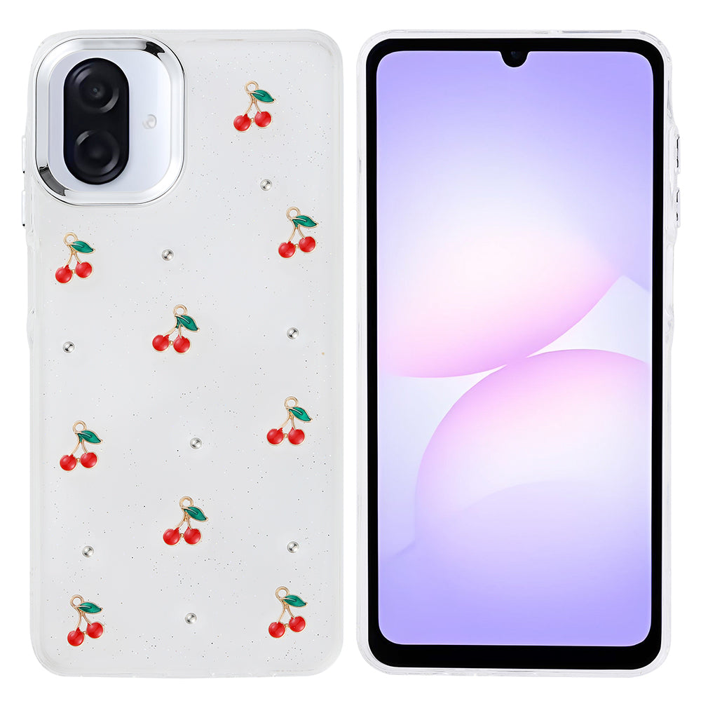 Galaxy A07 Kılıf Airbag Tasarımlı Simli Şeffaf Kutup Kapak Kiraz