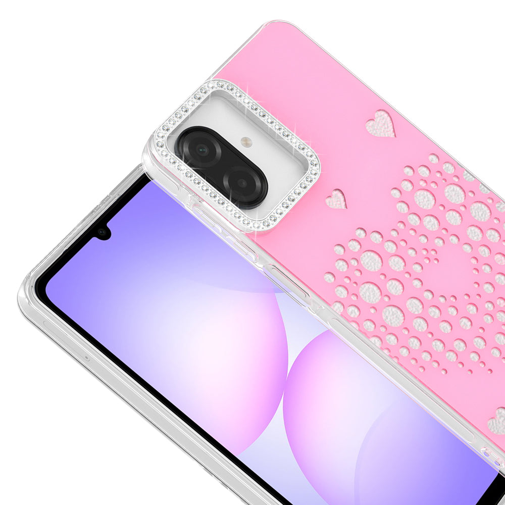 Galaxy A07 Kılıf Damla Taşlı Zore Rivas Sert PC Kapak Pembe
