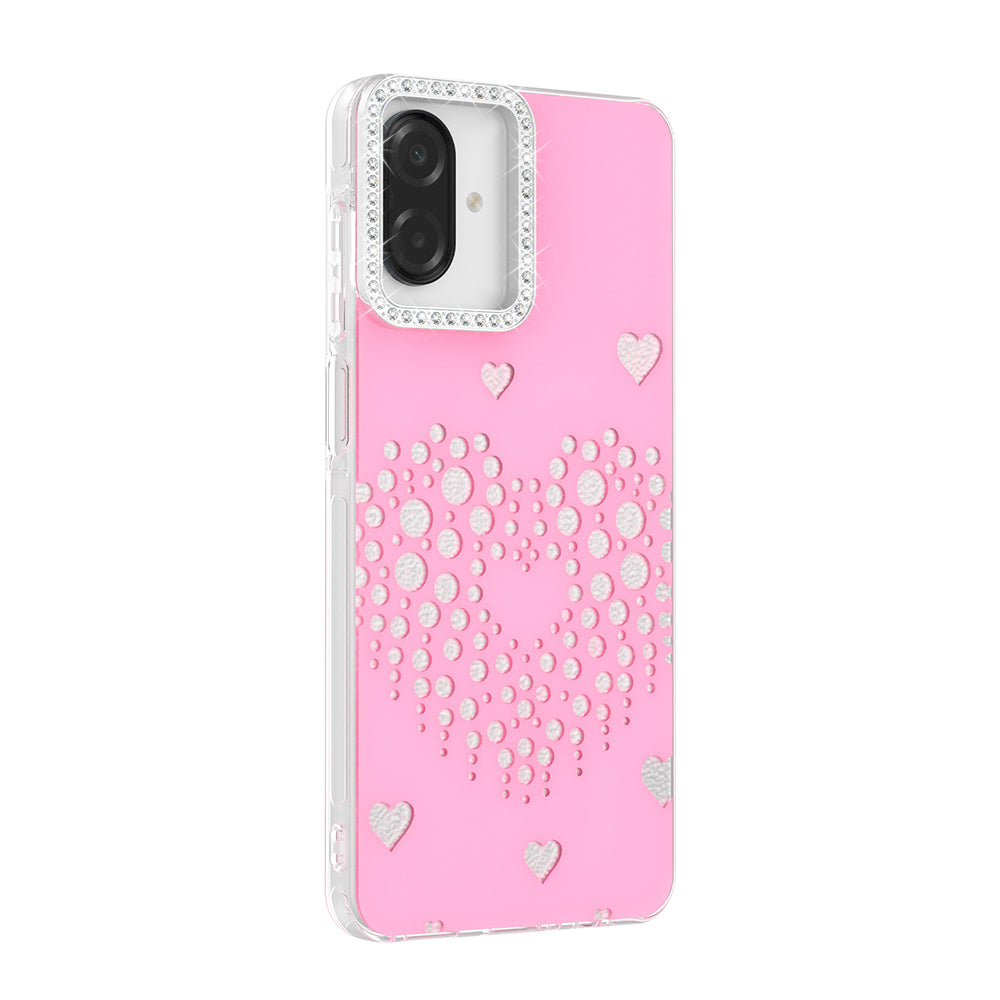 Galaxy A07 Kılıf Damla Taşlı Zore Rivas Sert PC Kapak Pembe