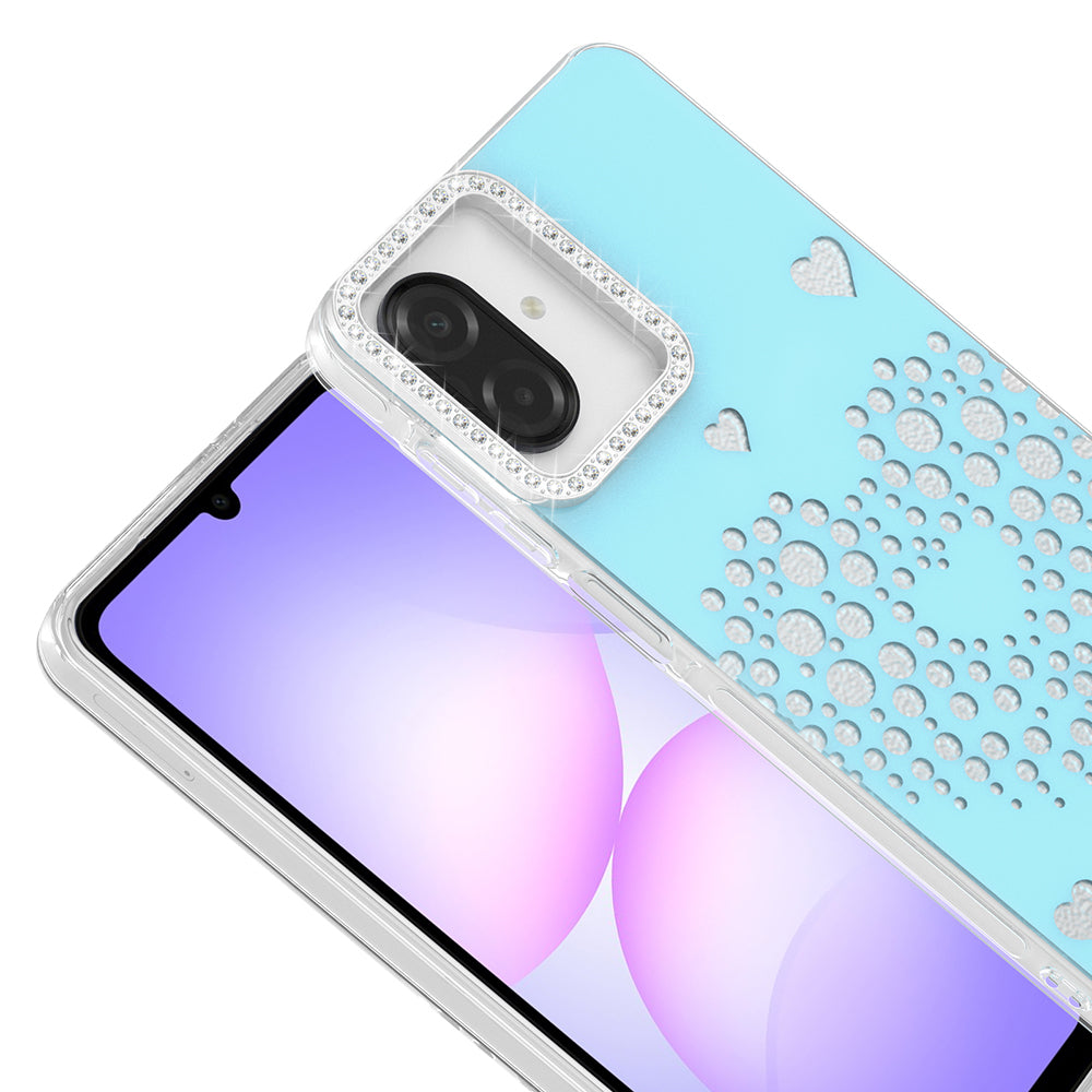 Galaxy A07 Kılıf Damla Taşlı Zore Rivas Sert PC Kapak Mavi