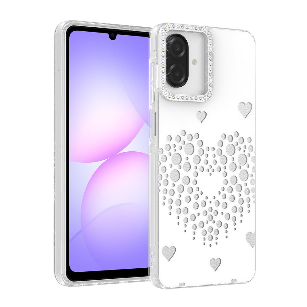 Galaxy A07 Kılıf Damla Taşlı Zore Rivas Sert PC Kapak Beyaz