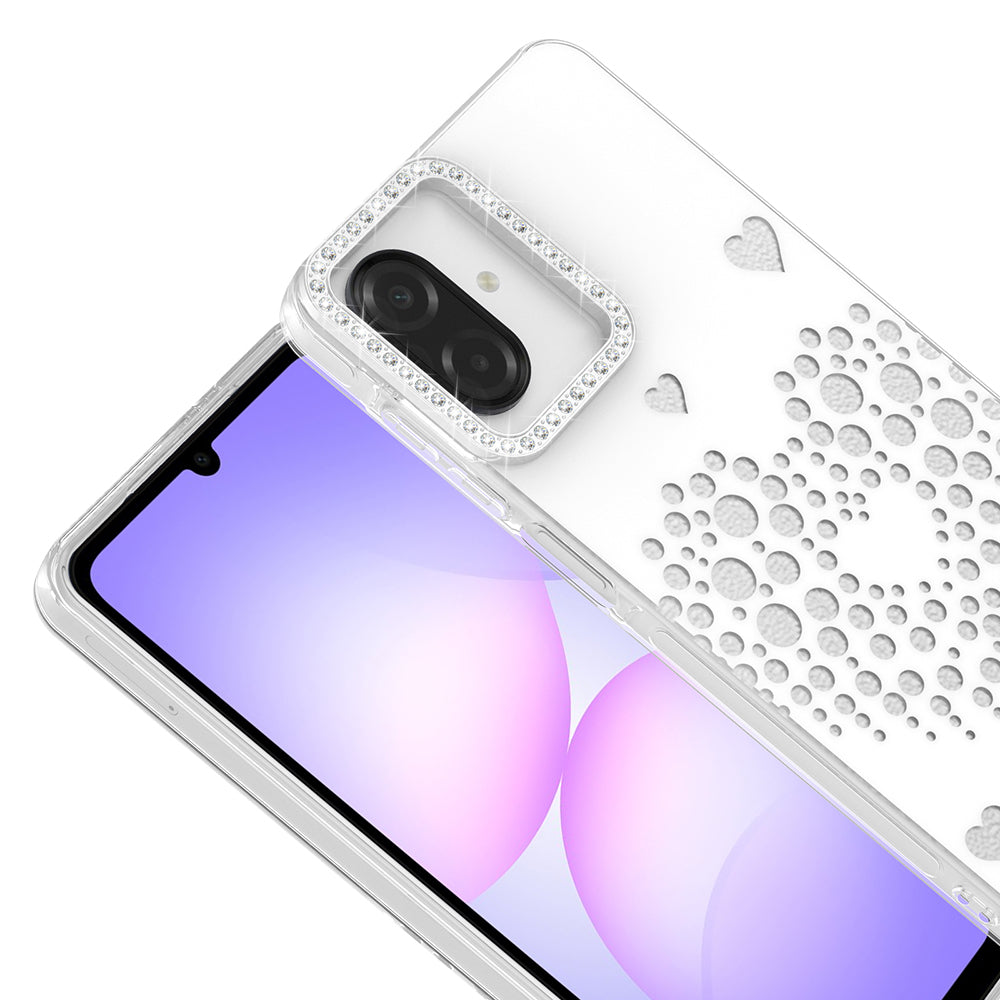 Galaxy A07 Kılıf Damla Taşlı Zore Rivas Sert PC Kapak Beyaz
