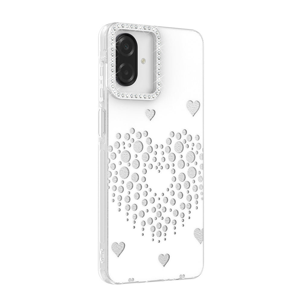 Galaxy A07 Kılıf Damla Taşlı Zore Rivas Sert PC Kapak Beyaz