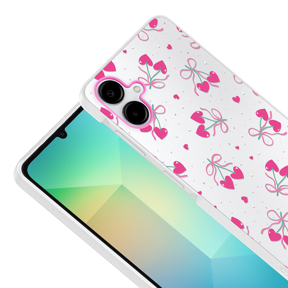 Galaxy A07 Kılıf Kamera Korumalı Desenli Zore Klip Kapak Kalpli Kiraz
