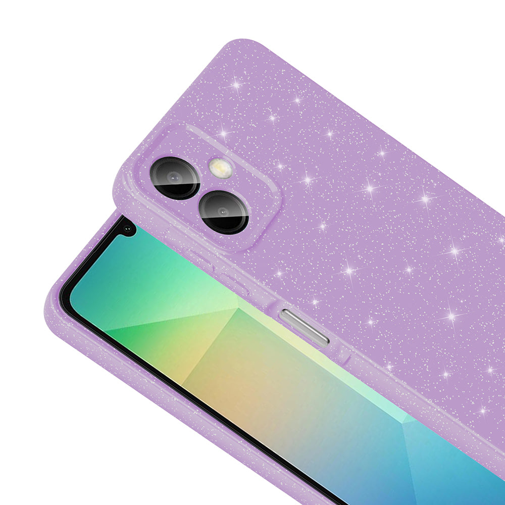 Galaxy A07 Kılıf Kamera Korumalı Simli Lüks Zore Koton Kapak Lila