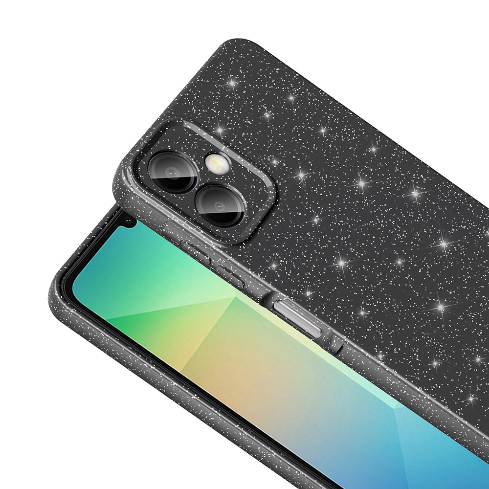 Galaxy A07 Kılıf Kamera Korumalı Simli Lüks Zore Koton Kapak Siyah