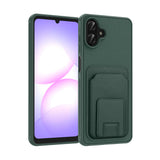 Galaxy A07 Kılıf Kartlıklı TPU Bikart Kapak Koyu Yeşil