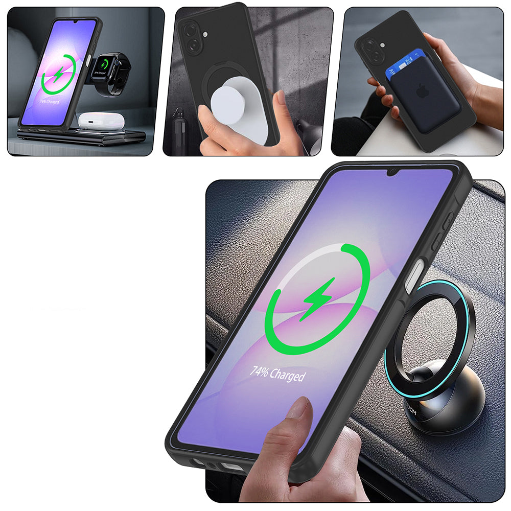 Galaxy A07 Kılıf M-safe Şarj Özellikli Standlı Zore Samara Kapak Siyah