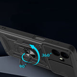 Galaxy A07 Kılıf Magnetik Standlı Kamera Korumalı Zore Sürgülü Vega Kapak Siyah