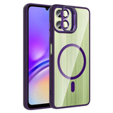 Galaxy A07 Kılıf Standlı ve Kamera Lens Hediyeli Zore Etro Kapak Derin Mor