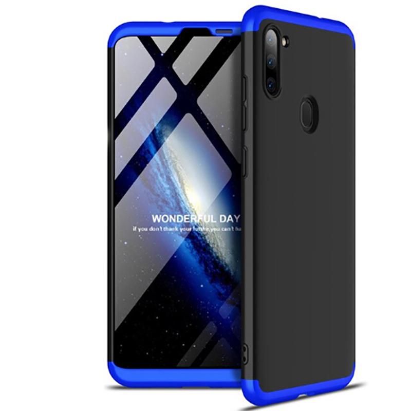 Galaxy A11 Kılıf Zore Ays Kapak Siyah-Mavi