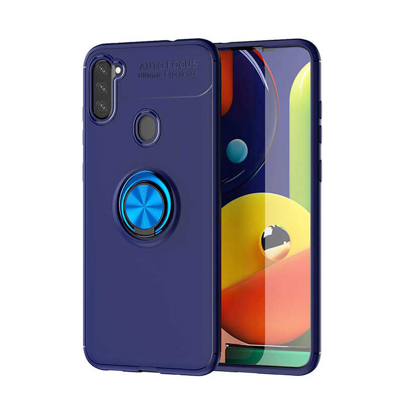 Galaxy A11 Kılıf Zore Ravel Silikon Kapak Siyah-Kırmızı