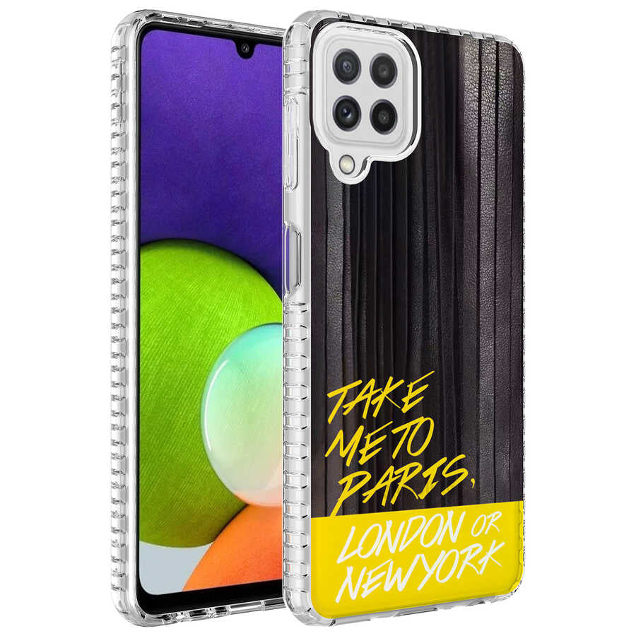 Galaxy A12 Kılıf Airbag Kenarlı Renkli Desenli Silikon Zore Elegans Kapak NO3