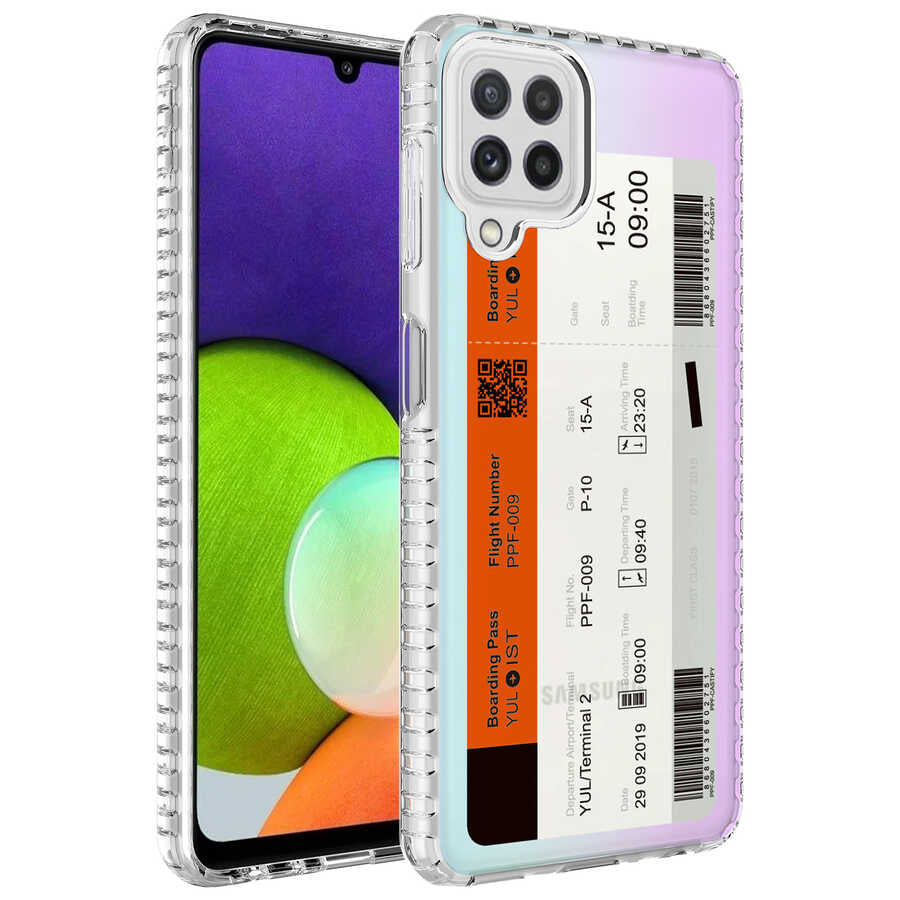 Galaxy A12 Kılıf Airbag Kenarlı Renkli Desenli Silikon Zore Elegans Kapak NO1