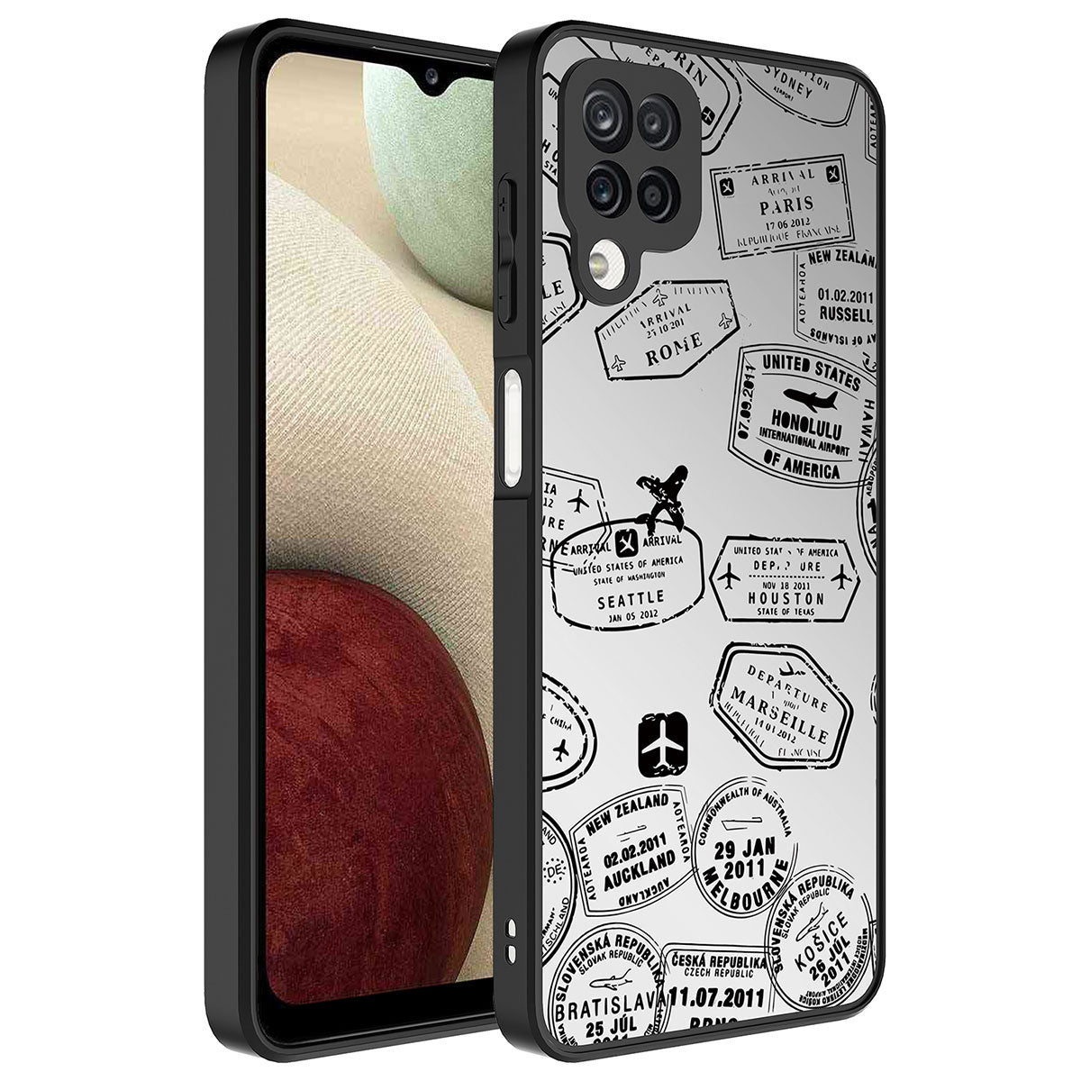 Galaxy A12 Kılıf Aynalı Desenli Kamera Korumalı Parlak Zore Mirror Kapak Seyahat