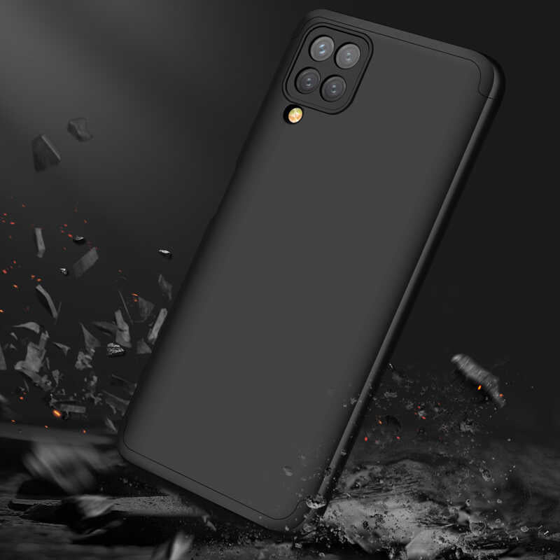 Galaxy A12 Kılıf Zore Ays Kapak Siyah-Mavi