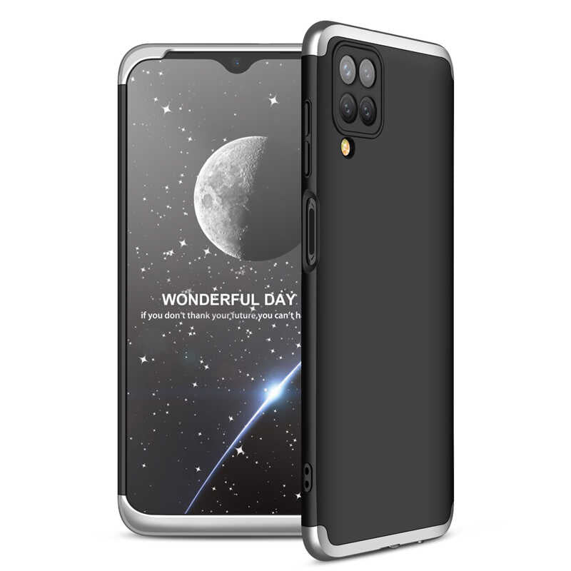 Galaxy A12 Kılıf Zore Ays Kapak Siyah-Gri