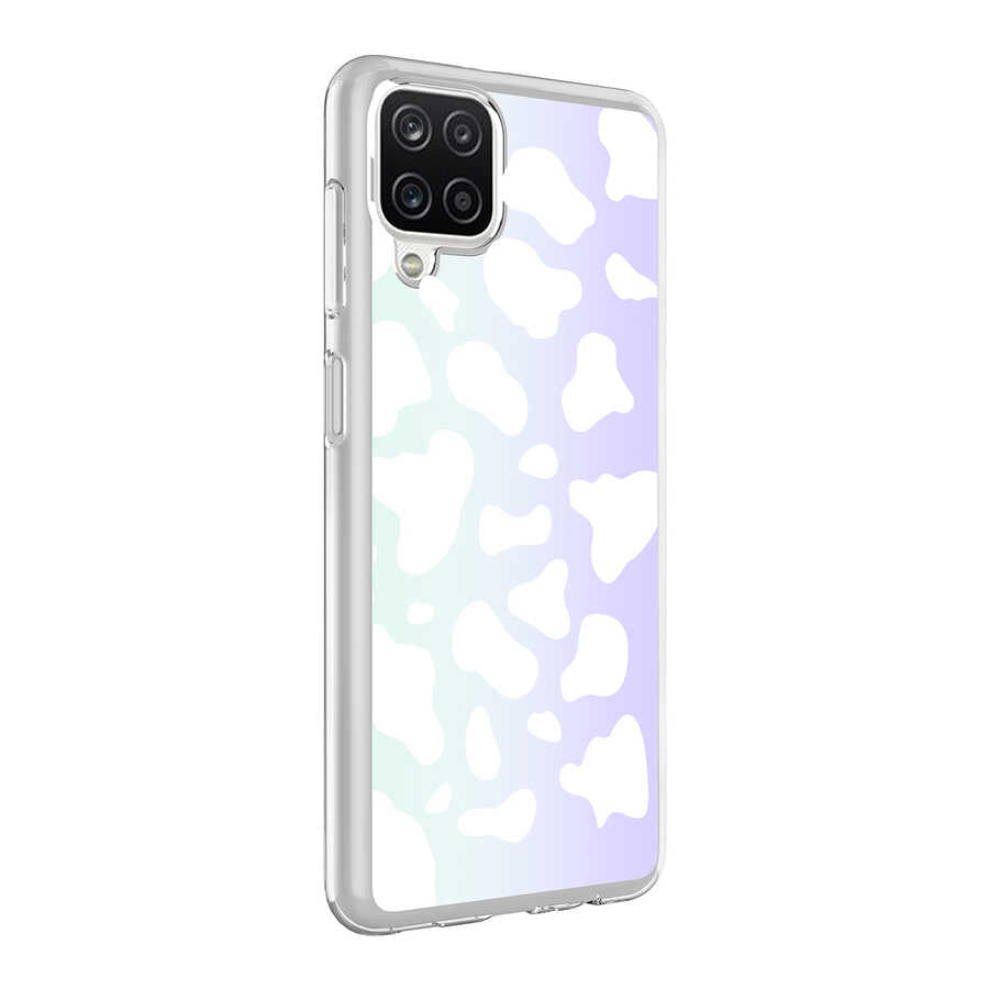 Galaxy A12 Kılıf Zore M-Blue Desenli Kapak Cow No2