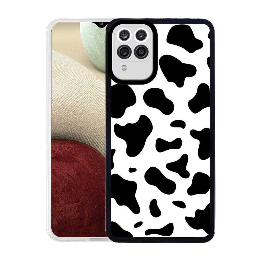 Galaxy A12 Kılıf Zore M-Fit Desenli Kapak Cow No1