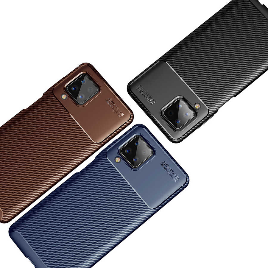 Galaxy A12 Kılıf Zore Negro Silikon Kapak Kahverengi