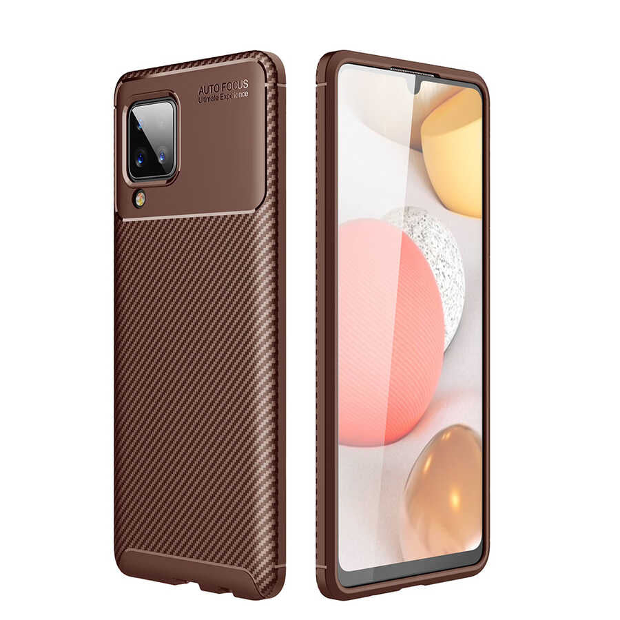 Galaxy A12 Kılıf Zore Negro Silikon Kapak Kahverengi