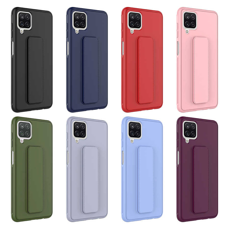 Galaxy A12 Kılıf Zore Qstand Kapak Pembe