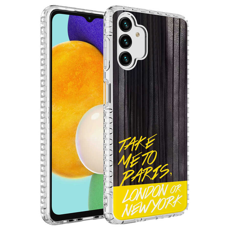 Galaxy A13 4G Kılıf Airbag Kenarlı Renkli Desenli Silikon Zore Elegans Kapak NO3