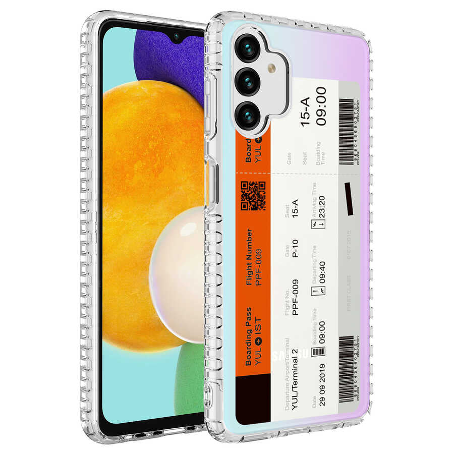 Galaxy A13 4G Kılıf Airbag Kenarlı Renkli Desenli Silikon Zore Elegans Kapak NO1