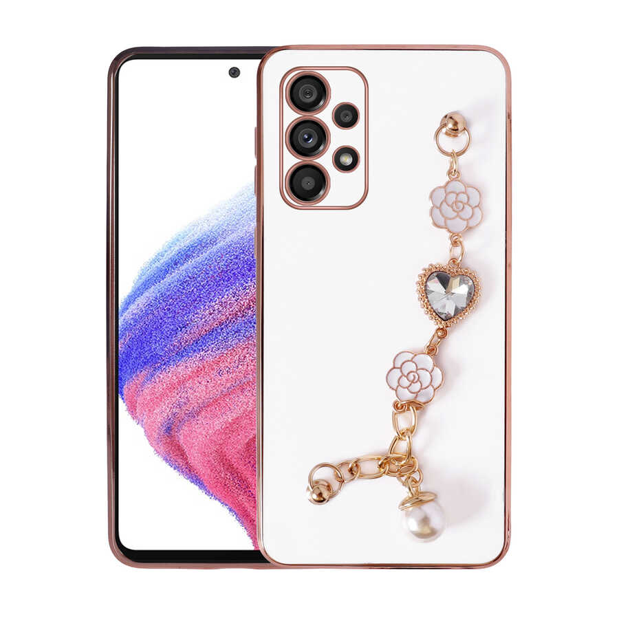 Galaxy A13 4G Kılıf El Tutamaçlı Kamera Korumalı Zore Taka Silikon Kapak Beyaz