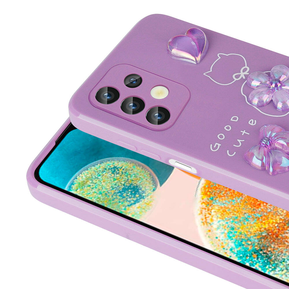 Galaxy A13 4G Kılıf Kabartma Figürlü Parlak Zore Toys Silikon Kapak Açık Yeşil