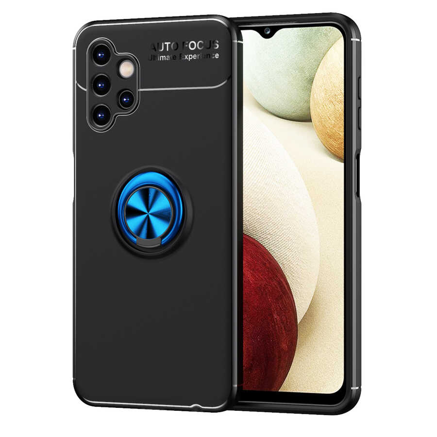 Galaxy A13 4G Kılıf Zore Ravel Silikon Kapak Siyah-Mavi