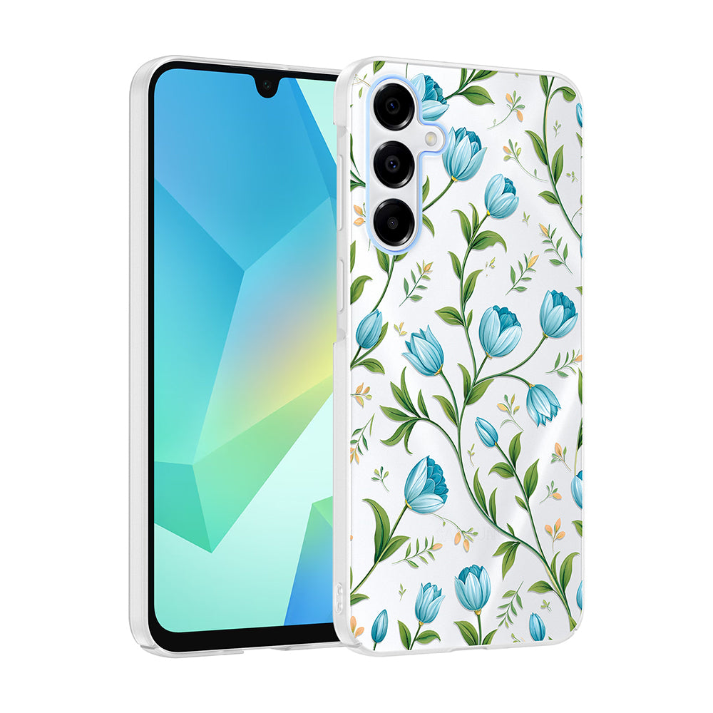 Galaxy A14 Kılıf Kamera Korumalı Desenli Zore Klip Kapak Mavi Lale