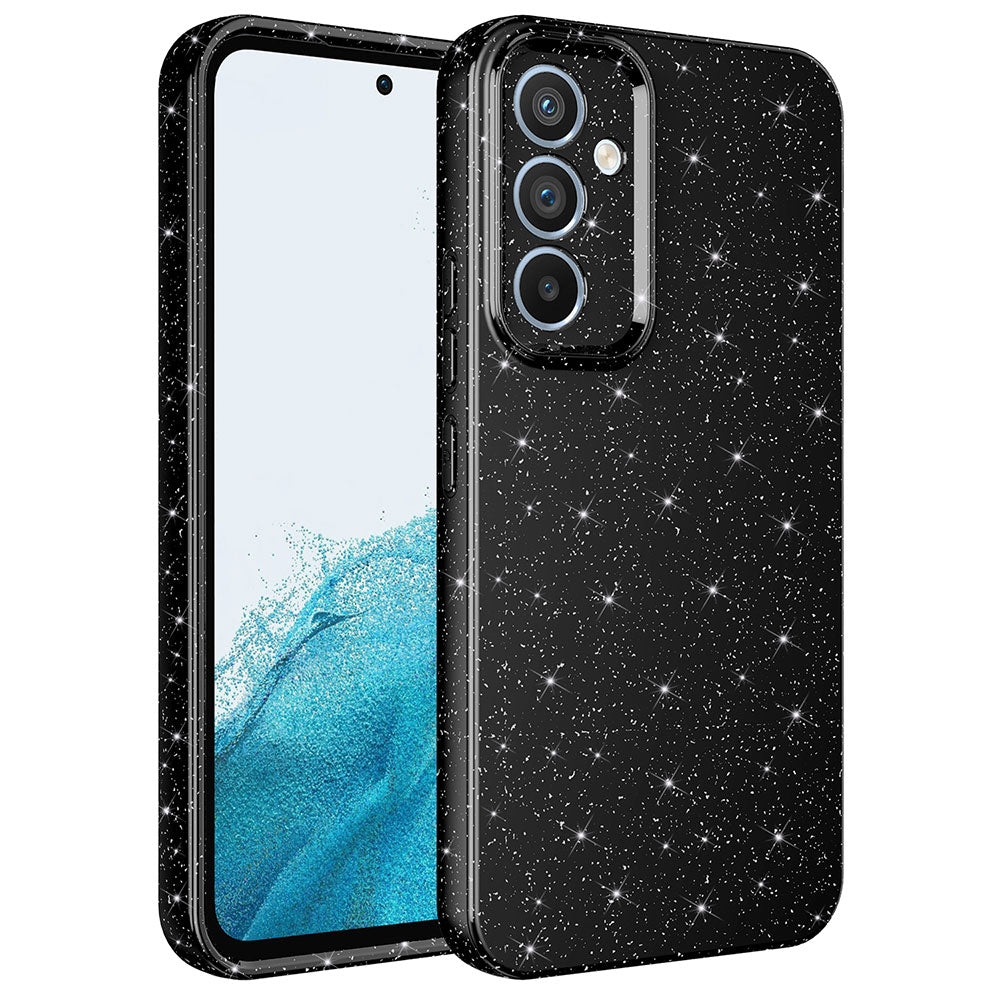 Galaxy A14 Kılıf Kamera Korumalı Simli Lüks Zore Koton Kapak Siyah