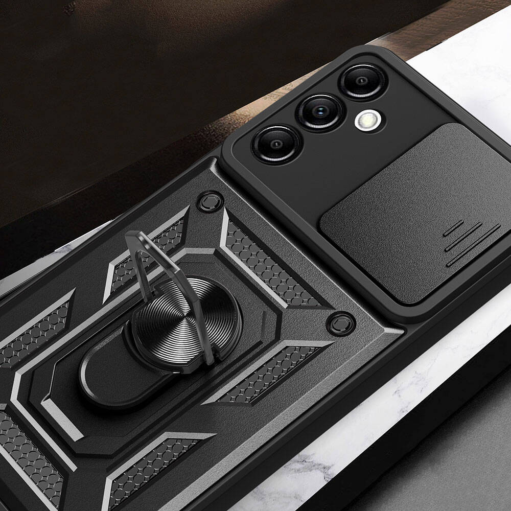 Galaxy A14 Kılıf Magnetik Standlı Kamera Korumalı Zore Sürgülü Vega Kapak Mavi