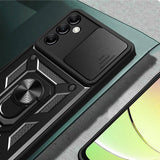 Galaxy A14 Kılıf Magnetik Standlı Kamera Korumalı Zore Sürgülü Vega Kapak Siyah