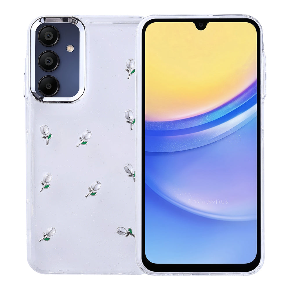 Galaxy A15 Kılıf Airbag Tasarımlı Simli Şeffaf Zore Kutup Kapak Lale