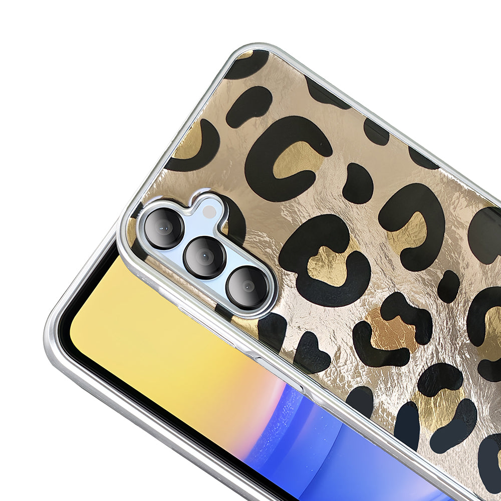Galaxy A15 Kılıf Desenli Zore Mep Kapak Gold Leopar
