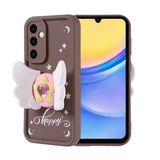 Galaxy A15 Kılıf Kamera Korumalı Figür Tasarımlı Zore Kapya Kapak Koyu Kahve