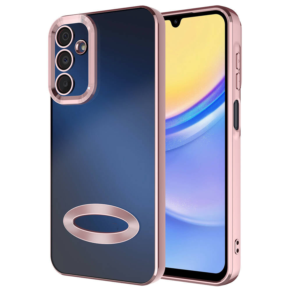 Galaxy A15 Kılıf Kamera Korumalı Logo Gösteren Zore Omega Kapak Rose Gold