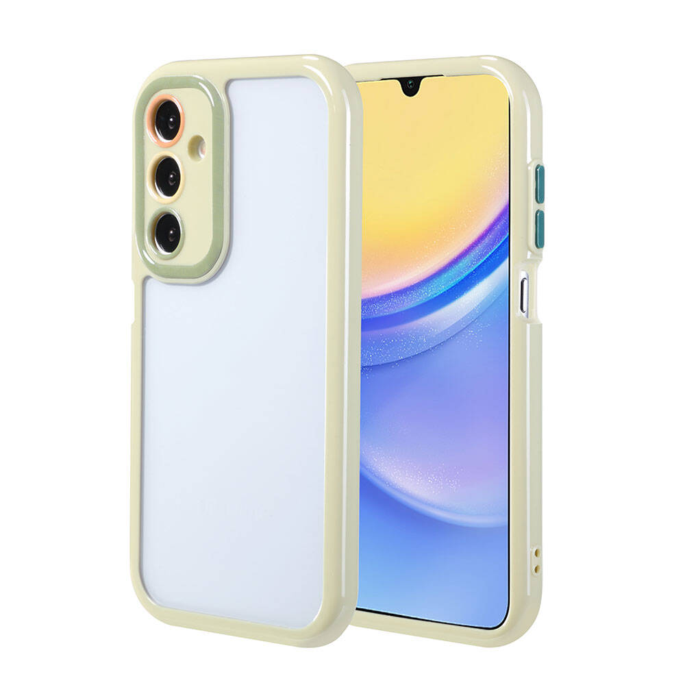 Galaxy A15 Kılıf Kamera Korumalı Renkli Kenar ve Çerçeve Tasarımlı Zore Vitamin Kapak Mürdüm