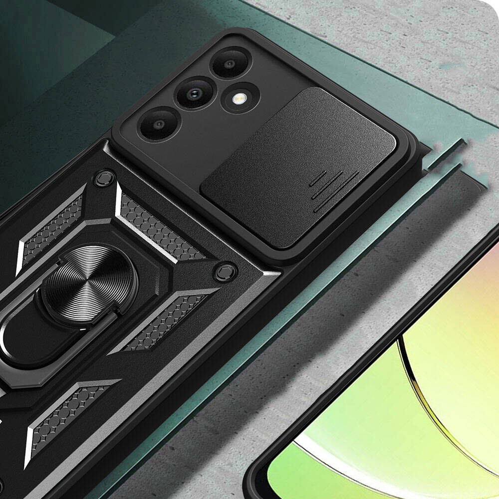 Galaxy A15 Kılıf Magnetik Standlı Kamera Korumalı Zore Sürgülü Vega Kapak Mavi