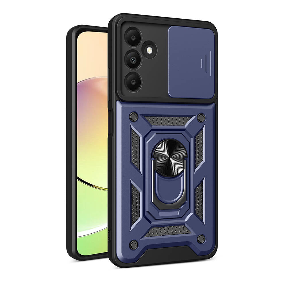 Galaxy A15 Kılıf Magnetik Standlı Kamera Korumalı Zore Sürgülü Vega Kapak Siyah