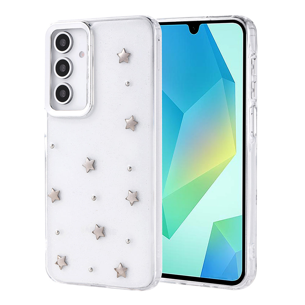 Galaxy A16 Kılıf Airbag Tasarımlı Simli Şeffaf Zore Kutup Kapak Fiyonk