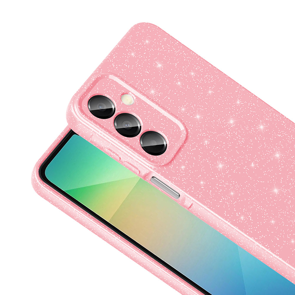 Galaxy A16 Kılıf Kamera Korumalı Simli Lüks Zore Koton Kapak Açık Pembe
